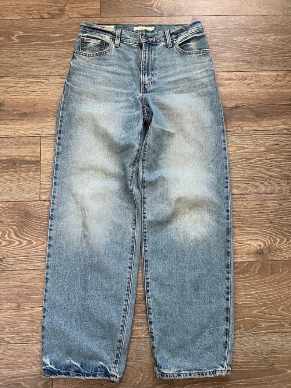 Levi's Baggy Dad Mid Rise Straight Leg Light Wash Premium Denim Jeans Size 26